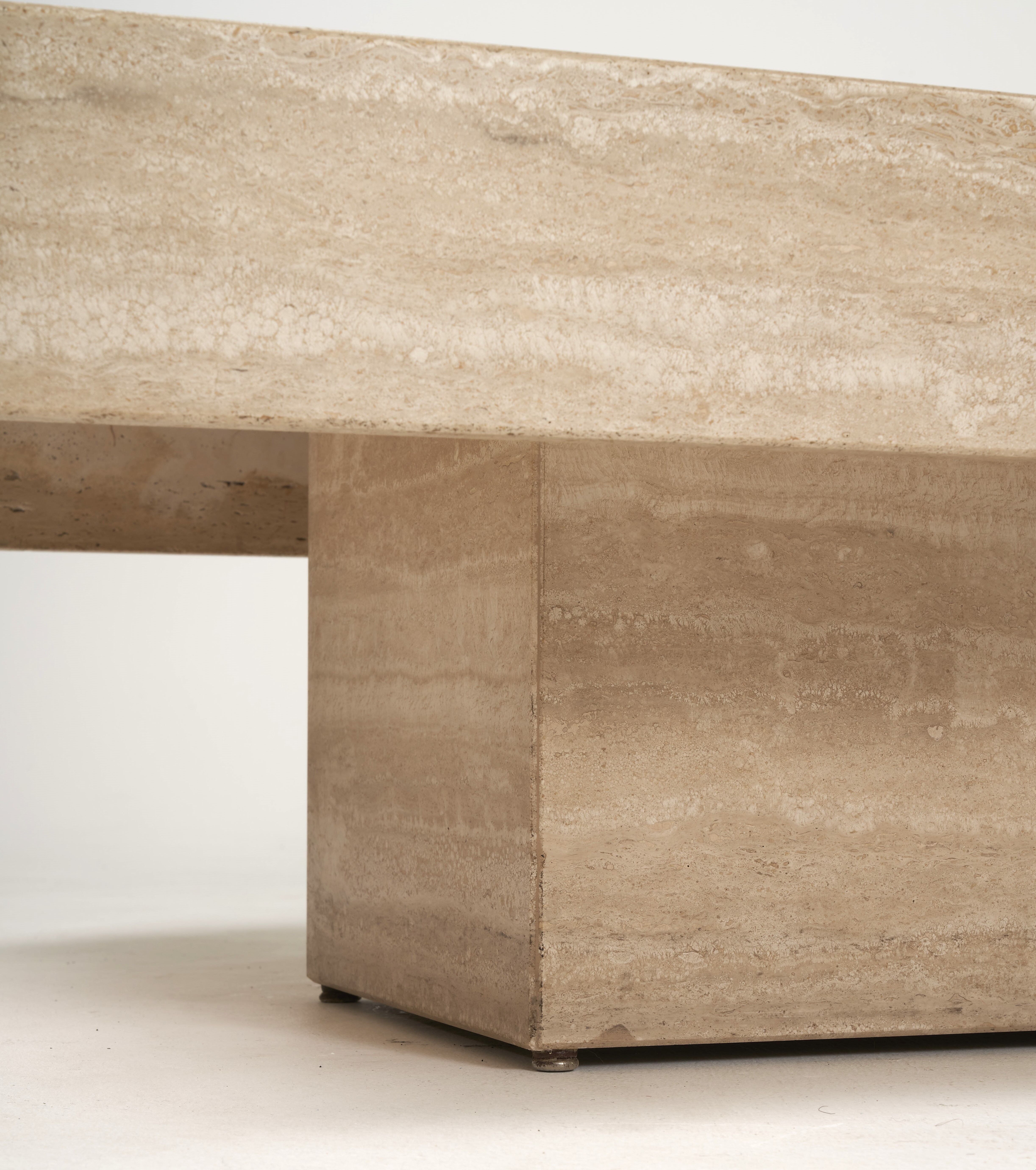 Vintage Italian coffee table in travertine, 1980s