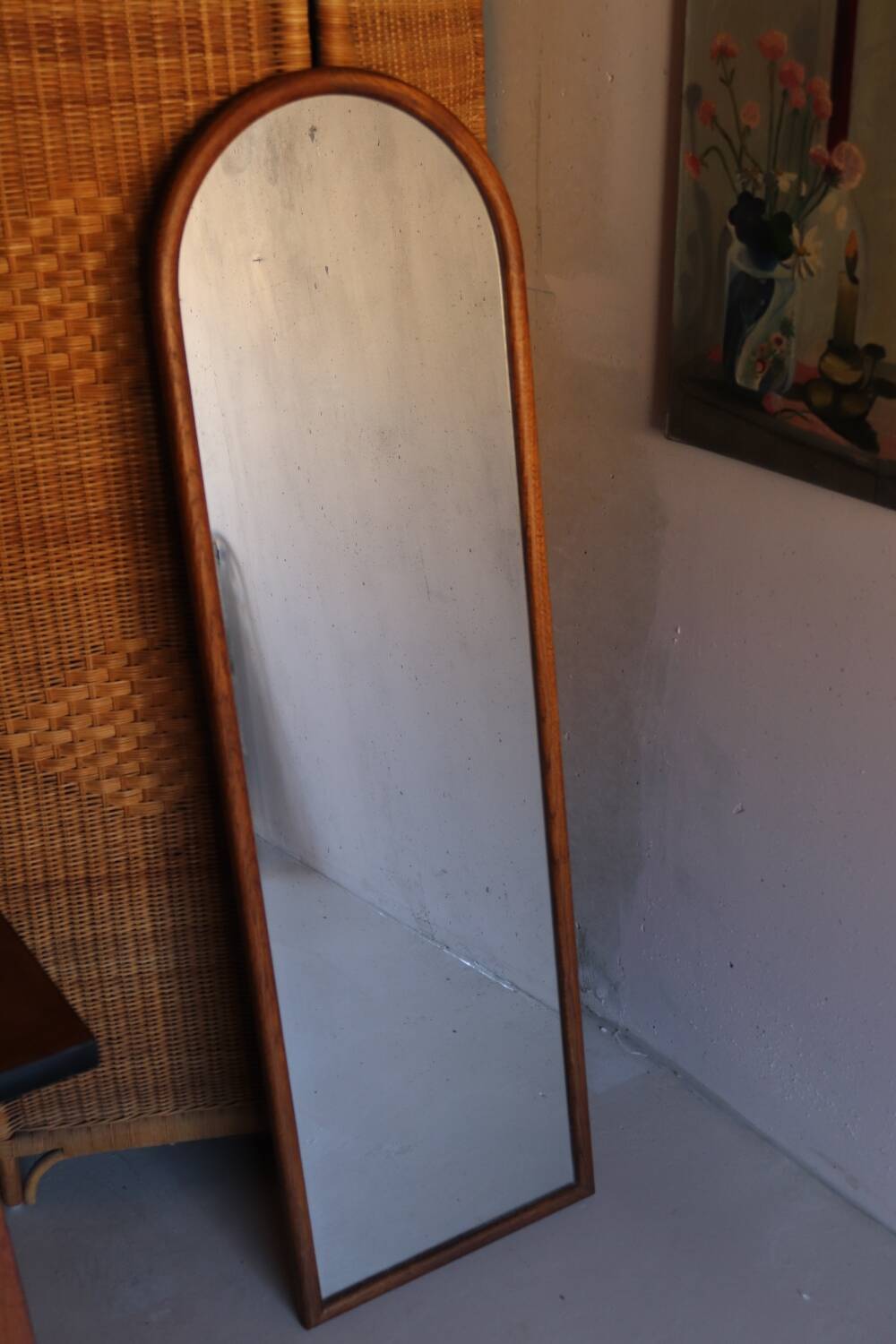Large vintage wooden wall mirror