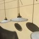 Trio vintage pendant light wavy opaline lampshade golden wires old light