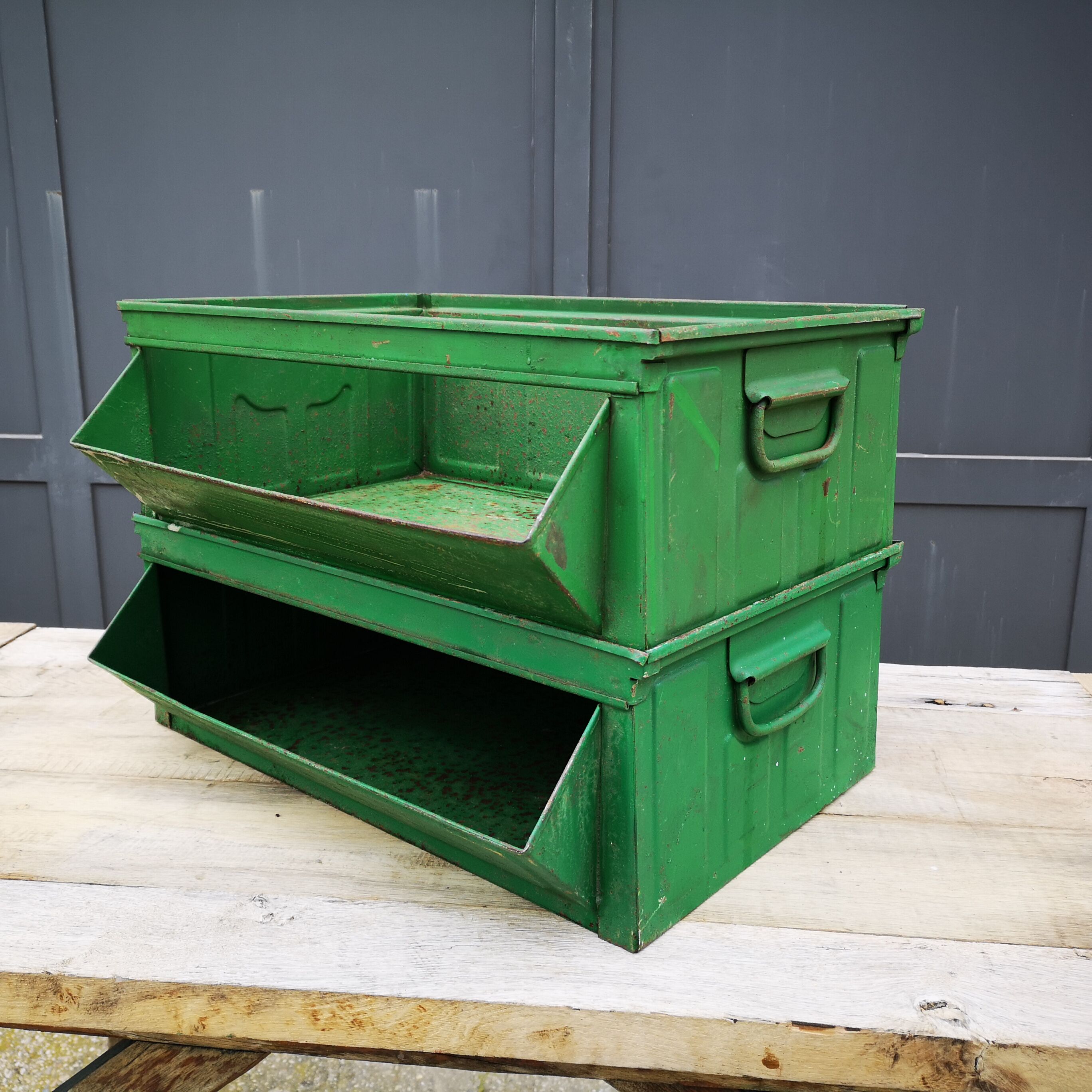 Pair of industrial storage crates