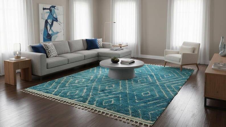 Handmade traditional beni ourain rug size 250 x 250 cm