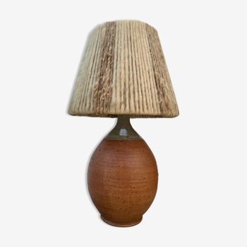 Stoneware lamp and lampshade in wool, Roger Boureau, 1970