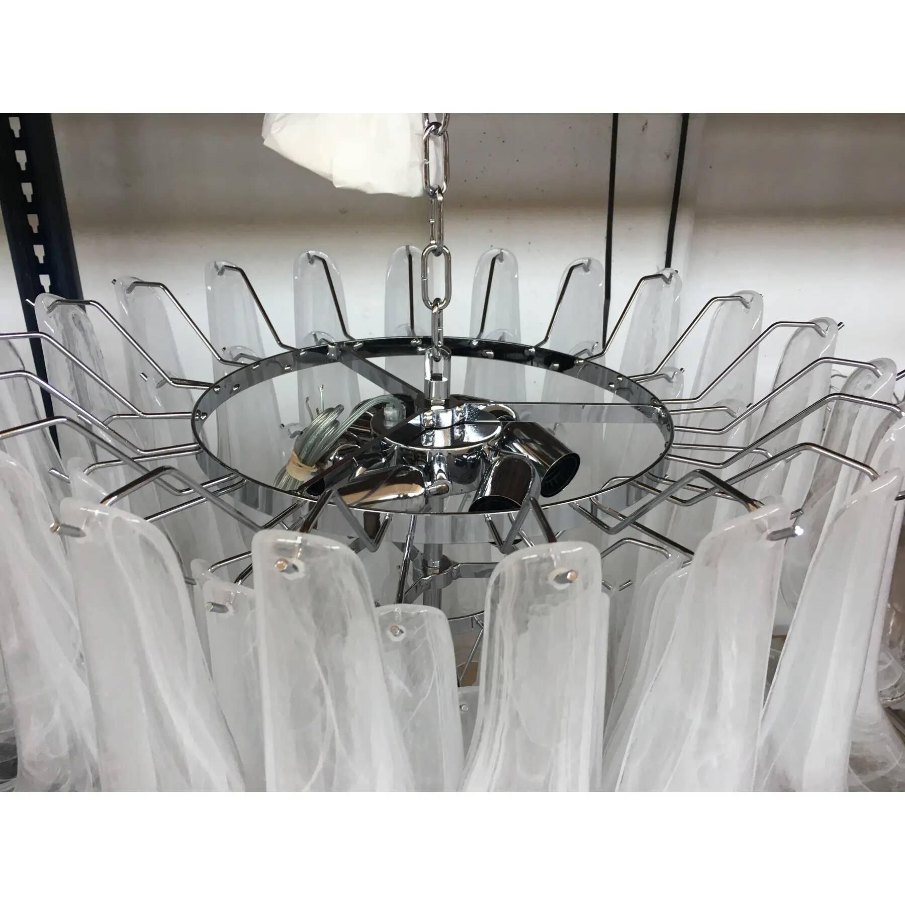 Contemporary Murano Glass Chandelier Italian Sella Alabastro