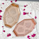 Small art deco pink glass serving trays