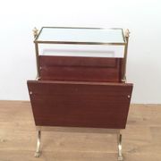 Neoclassical magazine rack in mahogany and brass