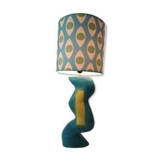 Lampe à poser céramique et abat-jour motifs colorés