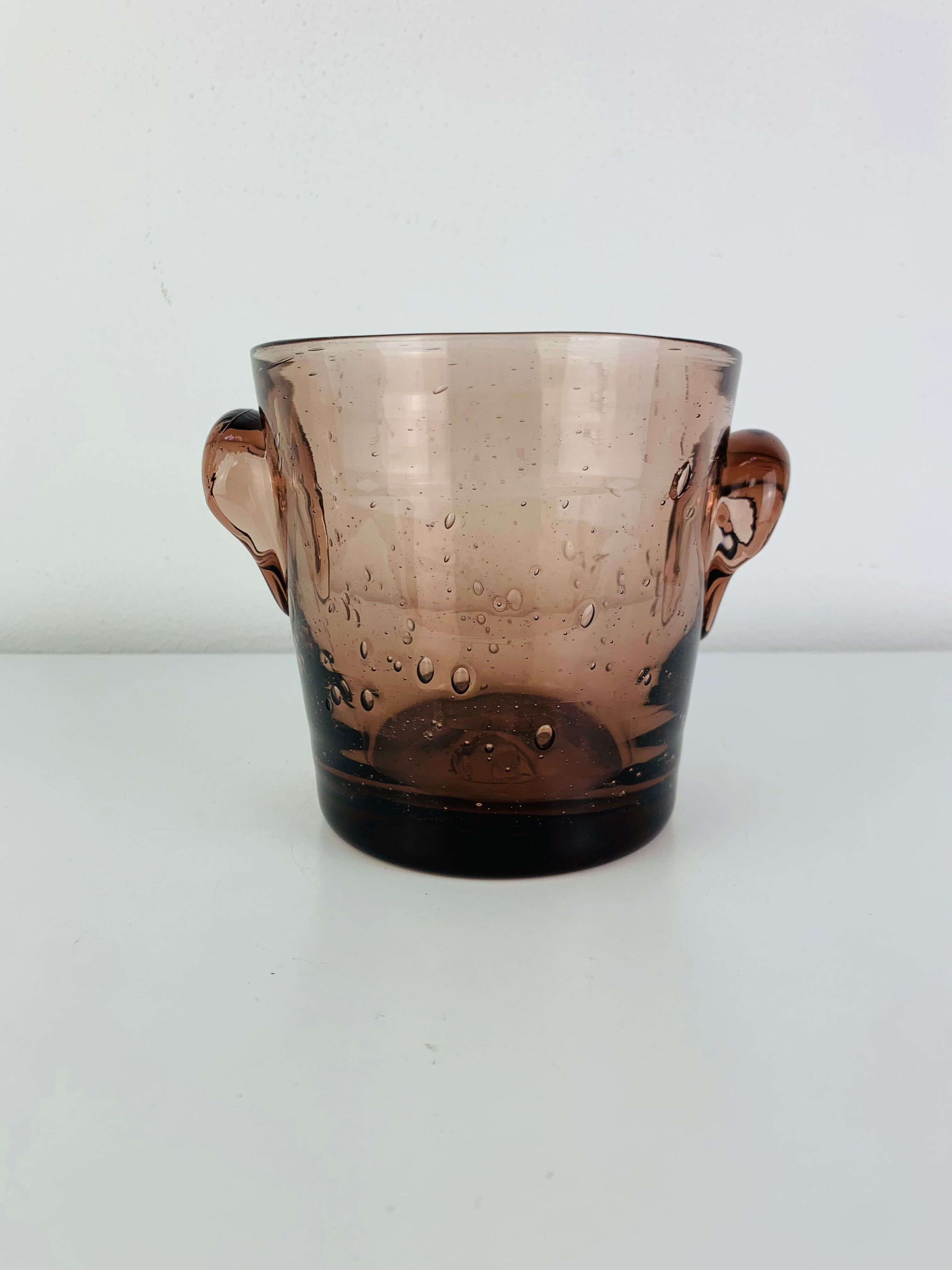 Pink bubble glass ice bucket La Rochère