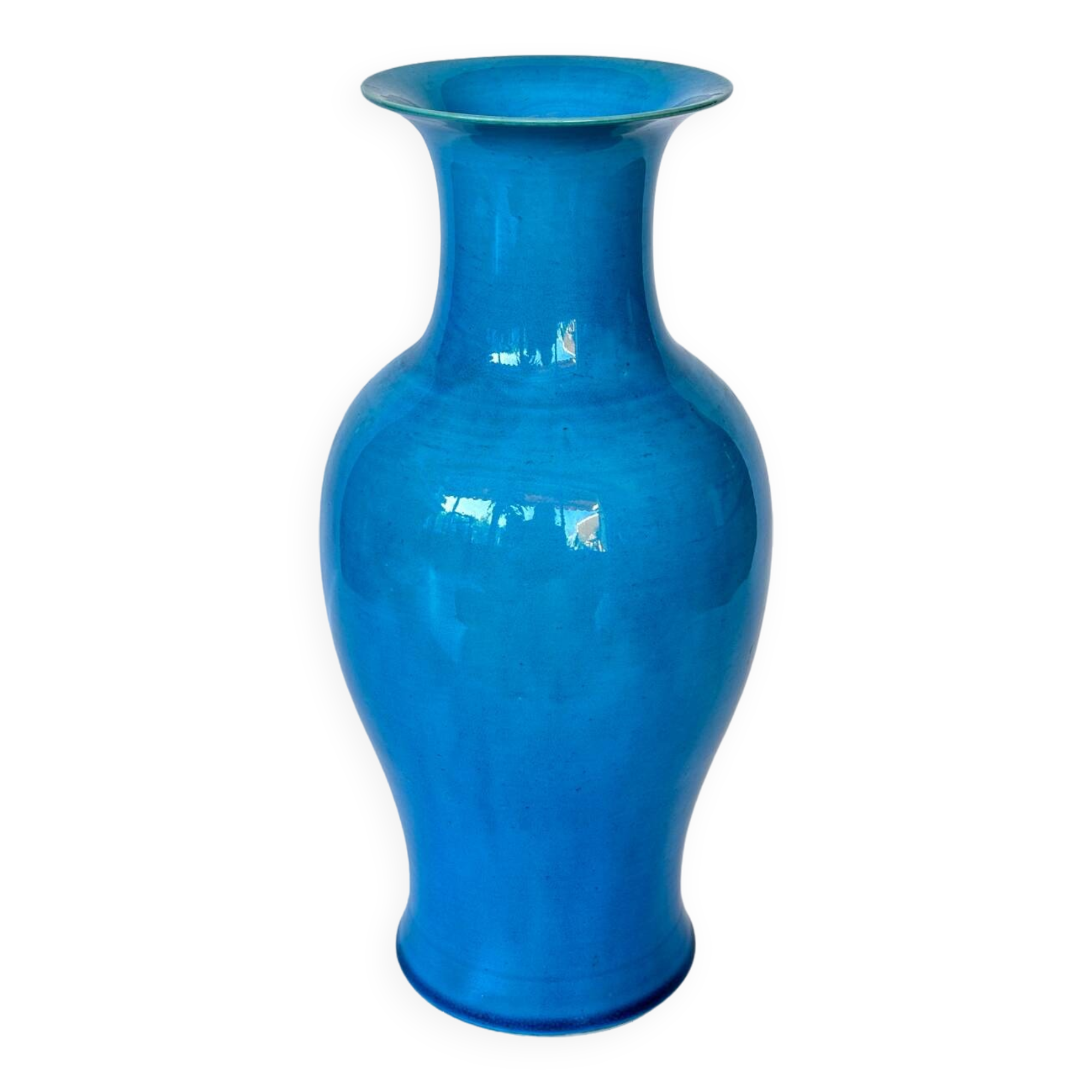 Grand vase en céramique turquoise