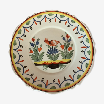 Plate ancient bird in Malicorne earthenware