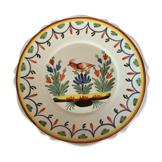 Plate ancient bird in Malicorne earthenware