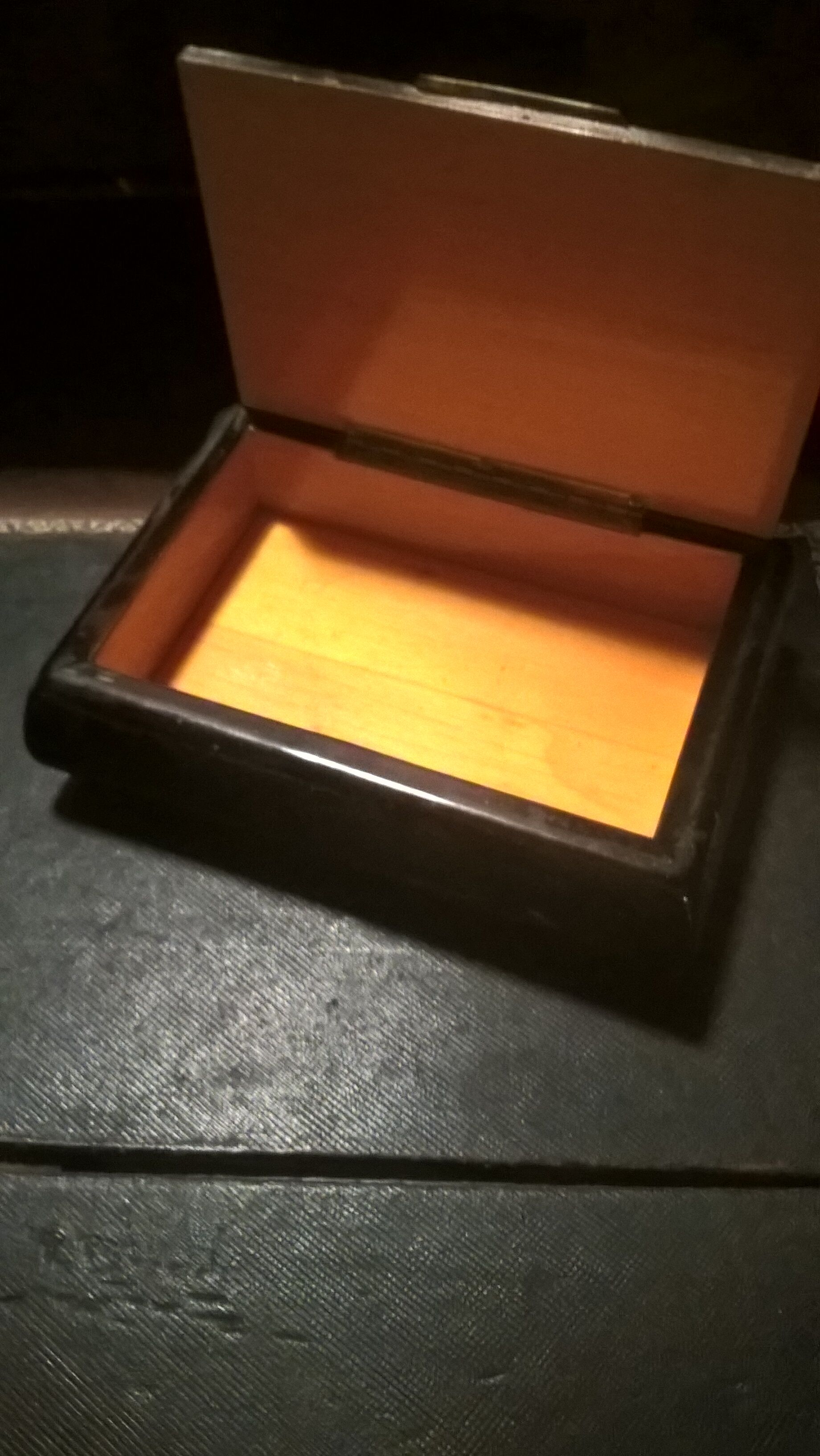 Black and silver lacquered wood jewelry box 60s
