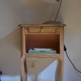Wood and pink bedside table