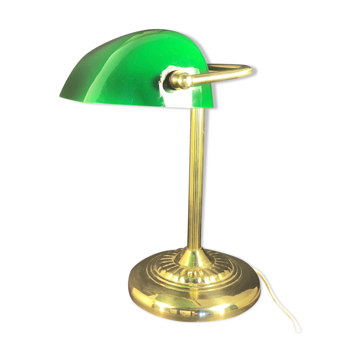 Green opaline library lamp