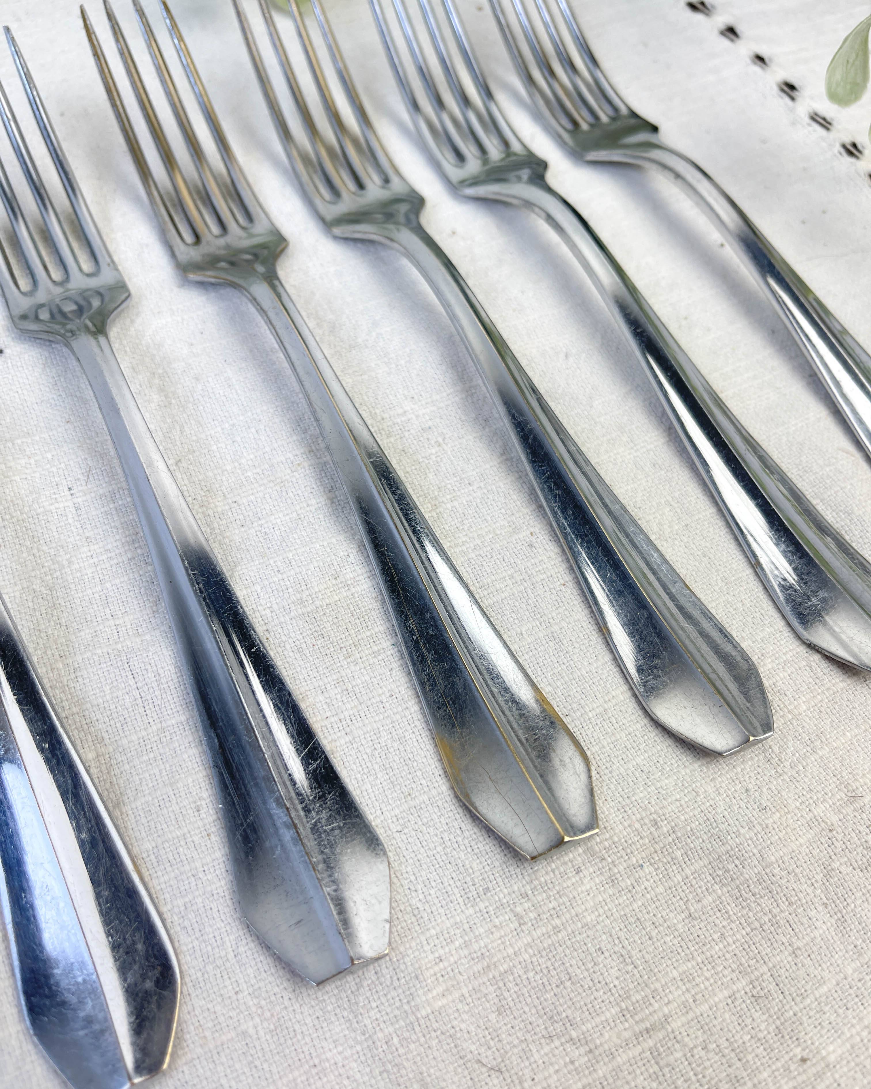 6 vintage stainless steel forks vlm italia