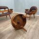 Rustic living room wooden barrel armchairs and sofa Italy 1970s