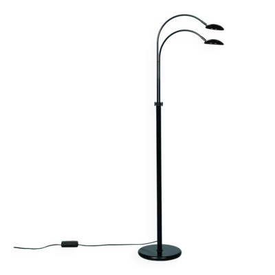 Lampe arc mat noire, lampe arc vintage des années 70.