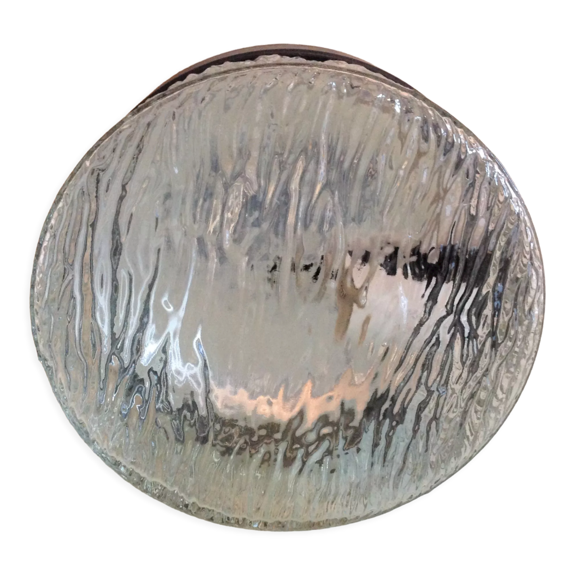Vintage 60s-70s round ice glass ceiling light