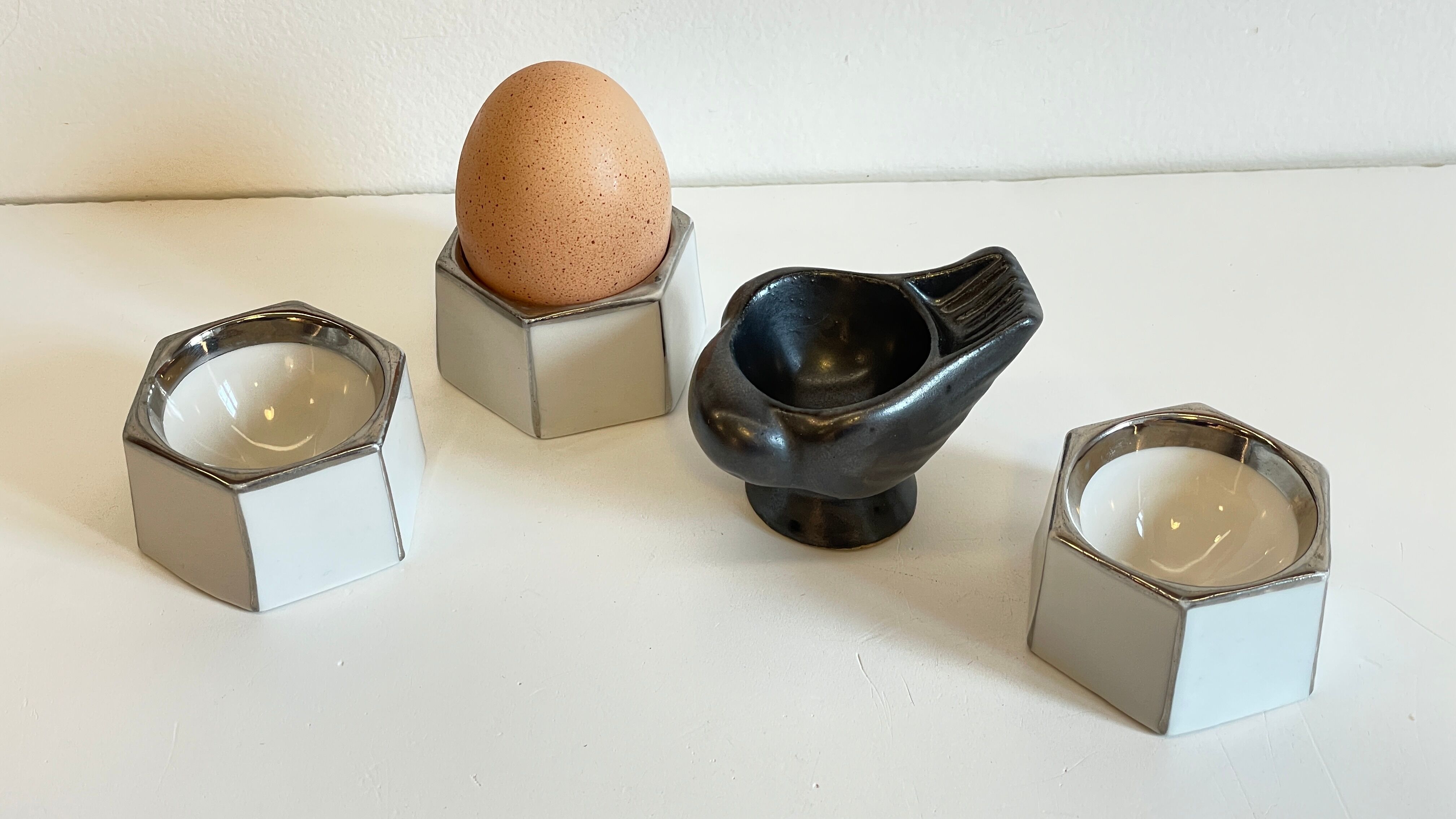 4 eggcups in ceramic period art deco