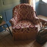 Red velvet medallion armchair