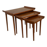 Set of three nesting low tables in a Japanese style, made of mahogany.