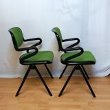 Pair of green armchairs Models Vertebra by Giancarlo Piretti for Castelli 1976
