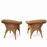 2 x rattan  arm chairs 1980s with original upholstery