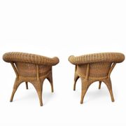 2 chaises en rotin des années 1980 avec rembourrage d'origine