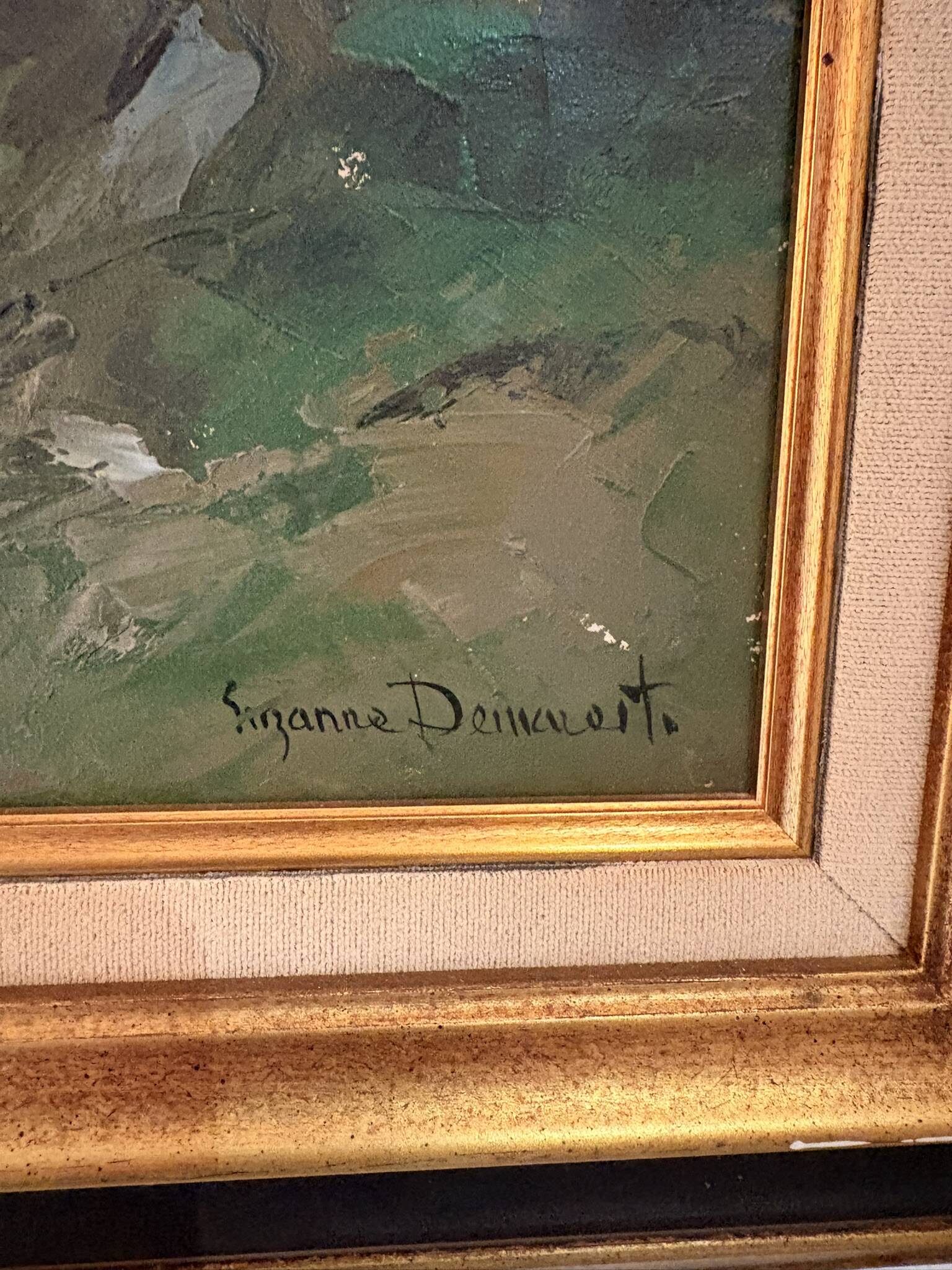 Oil Painting Canvas DEMAREST House Path Forest Landscape River