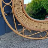 70s oval rattan mirror