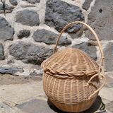 Panier en osier rond avec couvercle