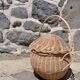 Round wicker basket with lid