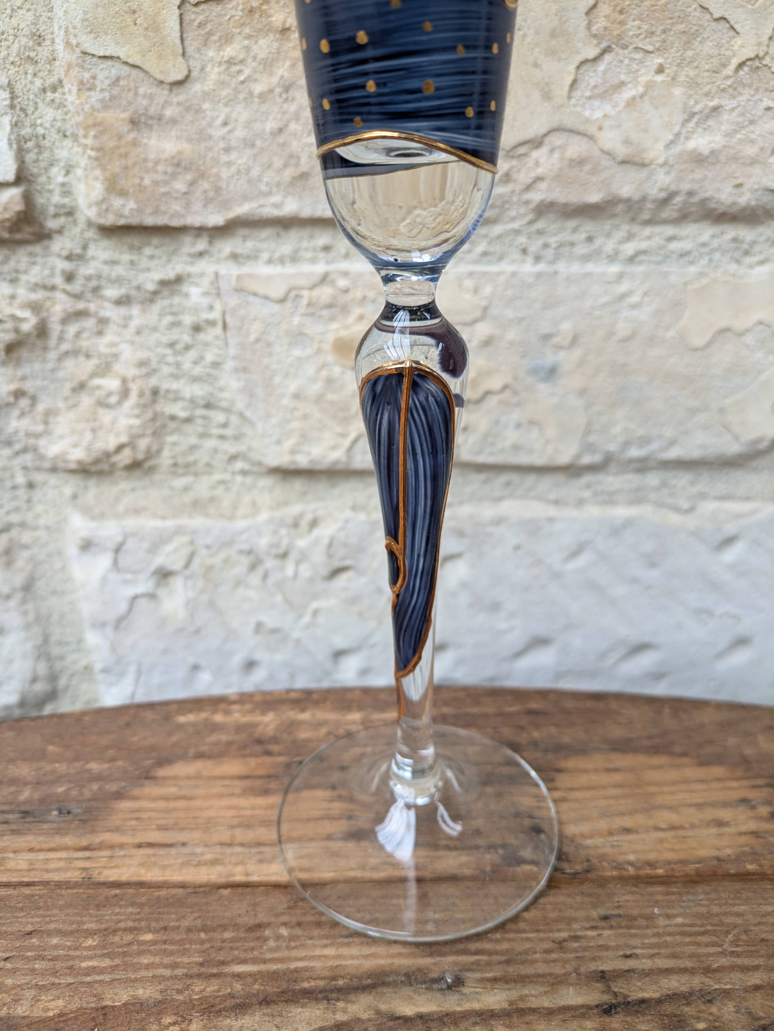 Champagne flute Paul Nagel collection Rêveries model Nocturne hand-painted