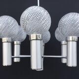Chandelier metal chrome glass balls space age sputnik midcentury 70s