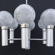 Chandelier metal chrome glass balls space age sputnik midcentury 70s