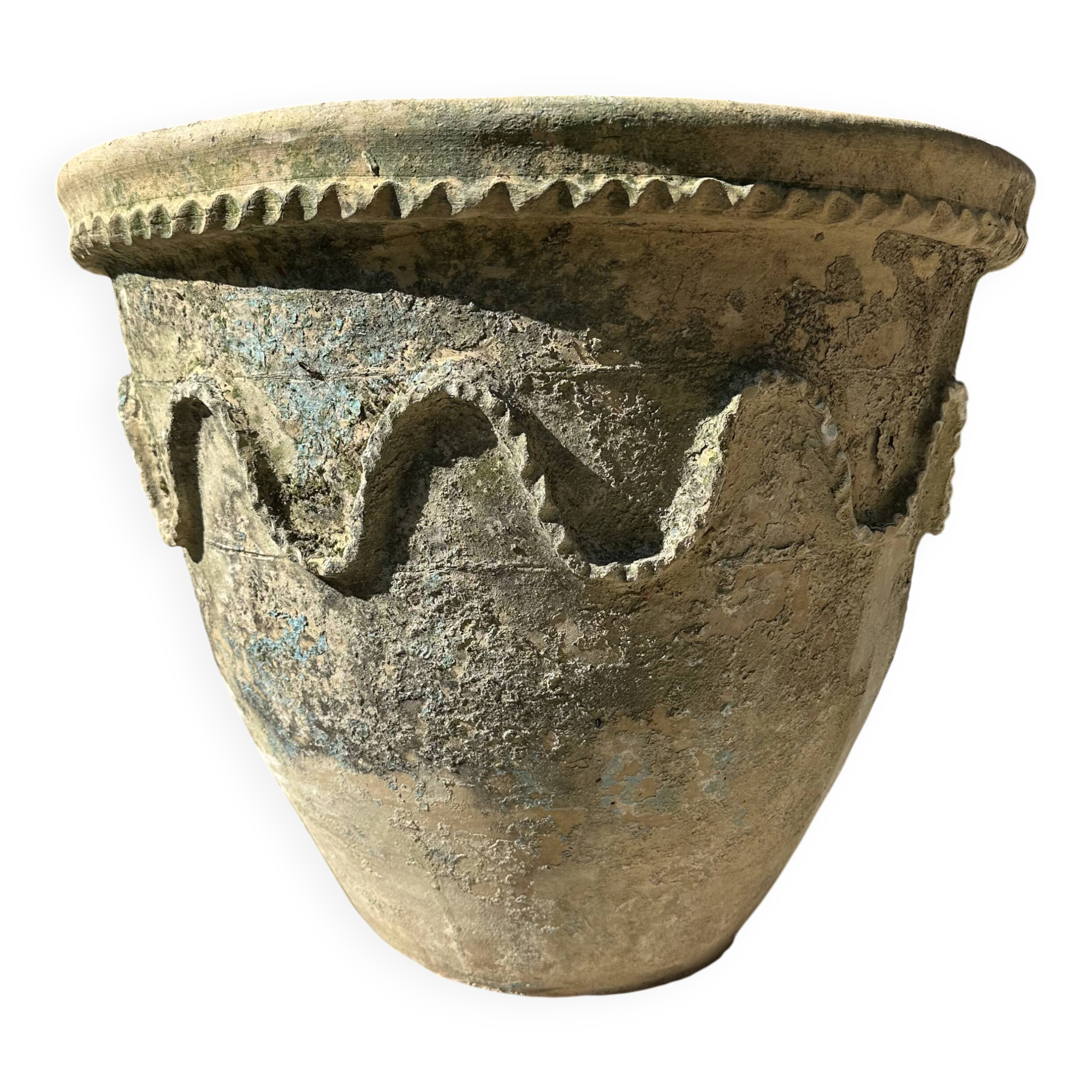 Ancient terracotta pot vase from the 19th century.