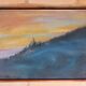 Vintage pastel painting of the Aurora Borealis, signed, 1930s Art Deco.