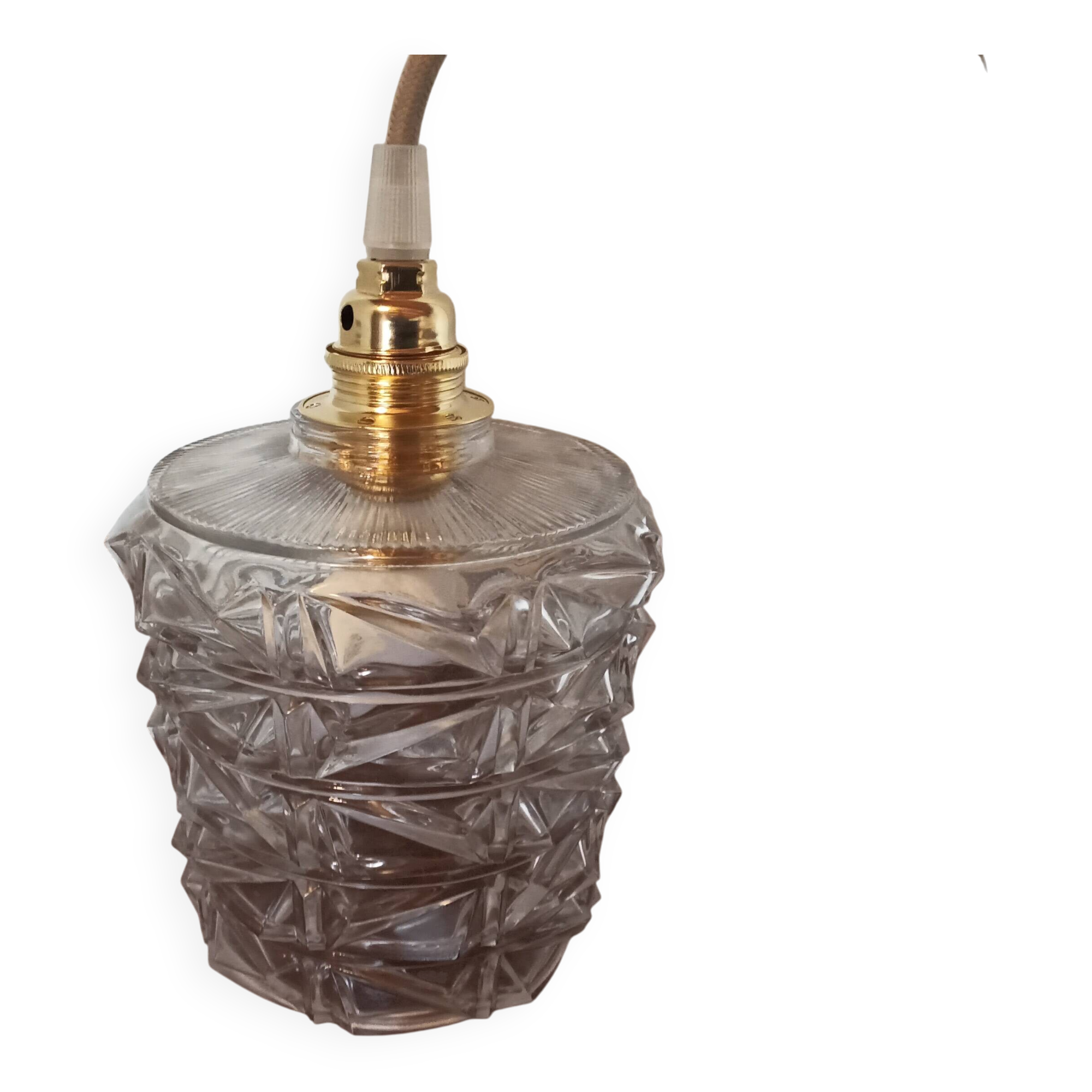 Vintage molded glass portable lamp
