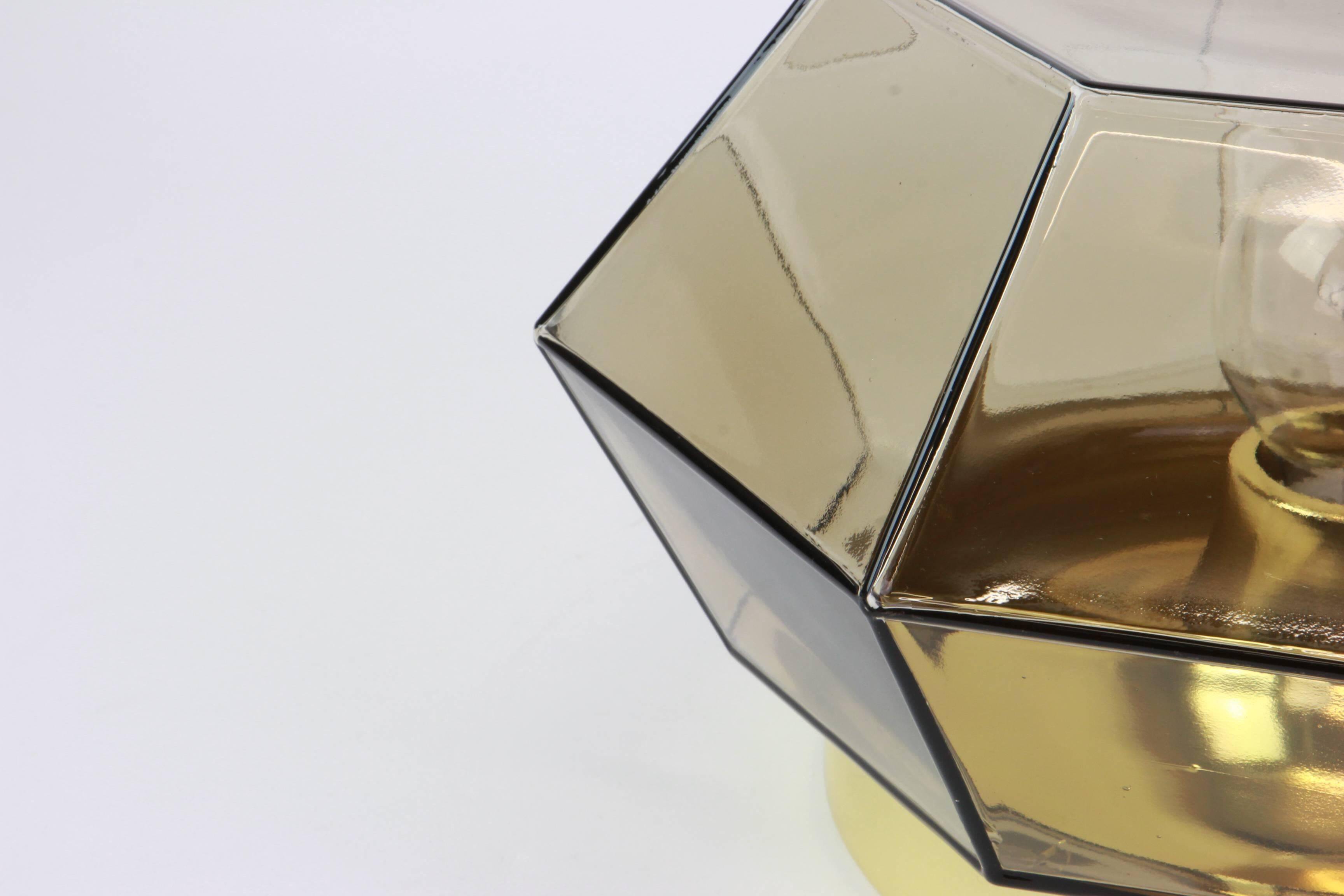 Iron and clear glass ceiling light by Limburg, Germany, 1960s