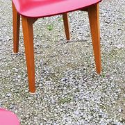 Set of 4 vintage chairs from the 50s in blond beech and red leatherette