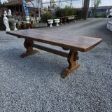 Solid oak monastery table, 243cm L