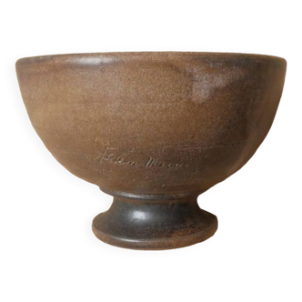 Empty cup bowl ceramic pocket handmade pottery signature Jean Marais handmade object 60s