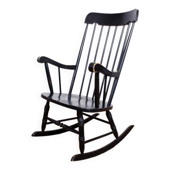 Black wooden rocking chair