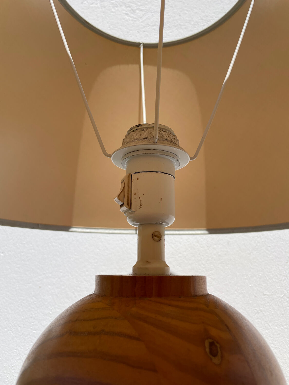 Large wooden lamp from IKEA, vintage design, 1980s