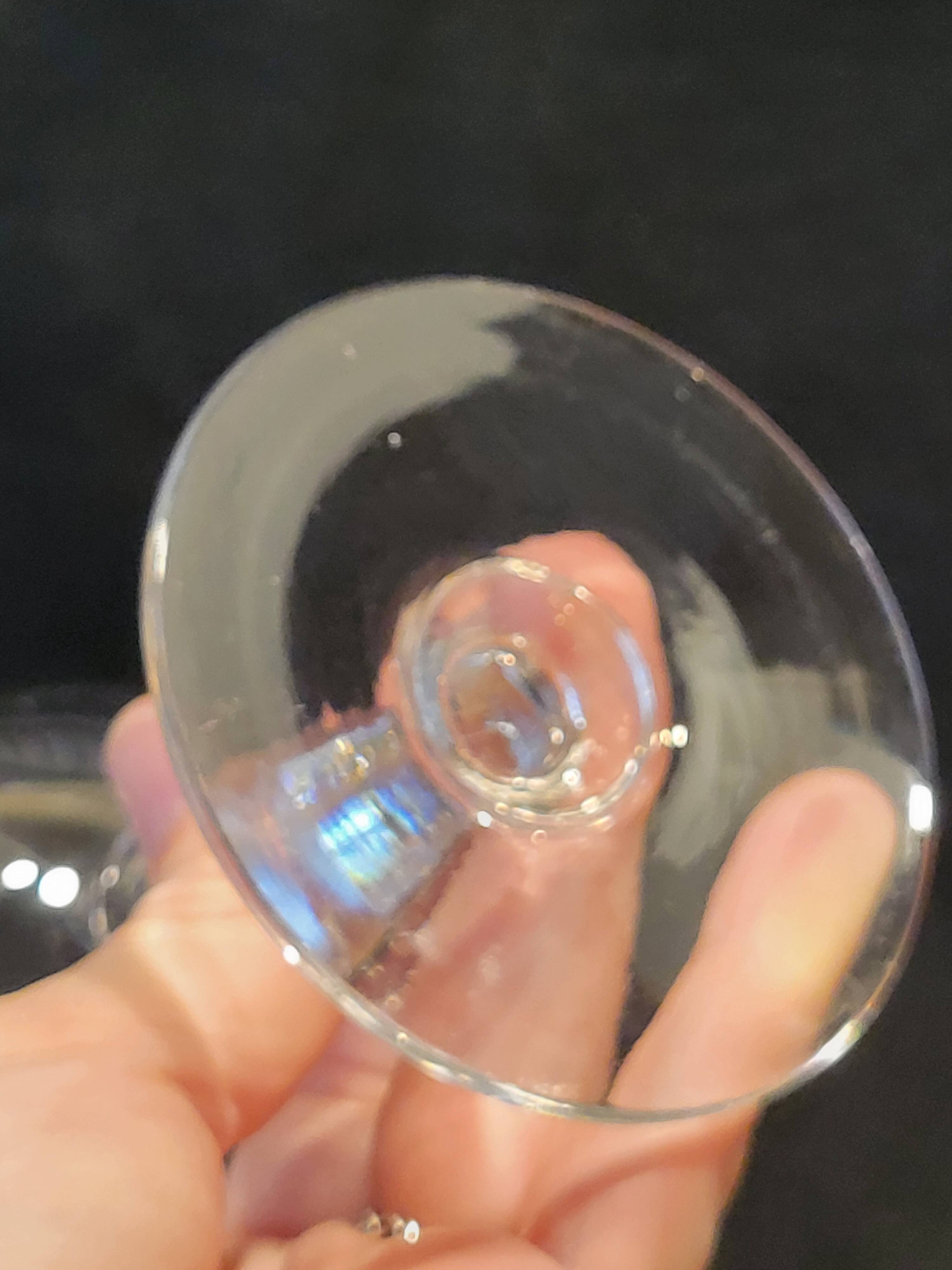 2 Baccarat crystal water glasses, balloon shape model engraving 1423