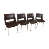 4 VINTAGE chairs in arflex-style brown skai