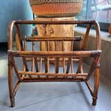 vintage rattan magazine rack
