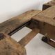 Wooden industrial workbench with vice, 194 cm long, 1930s.
