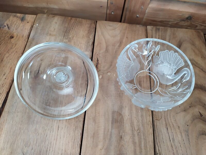 Vintage old swan molded crystal candy