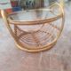 Round bamboo and glass table