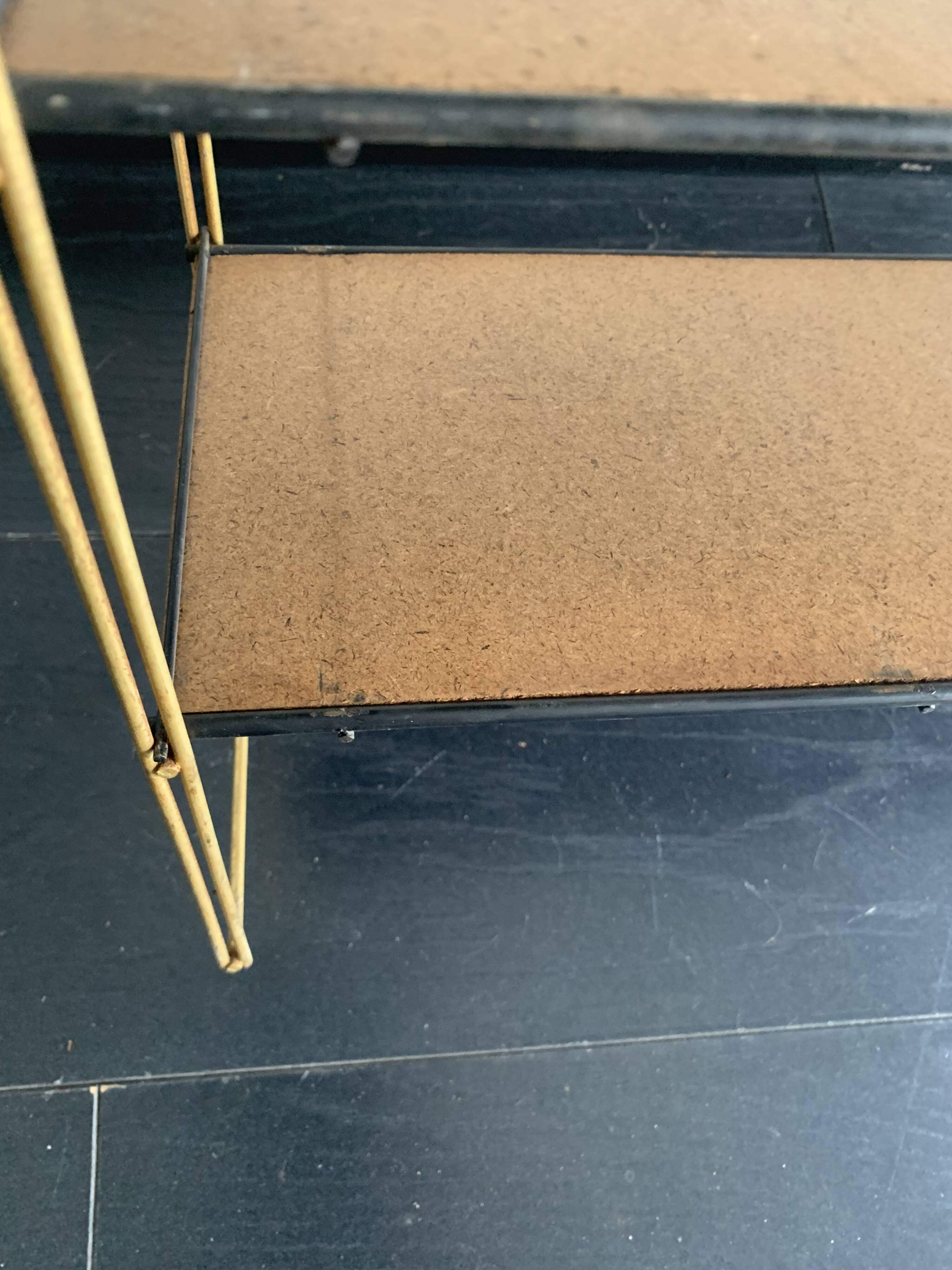 Vintage 1960 String wall shelf in gold wood - 60 x 50 cm